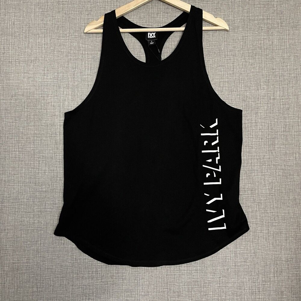 IVY PARK Tank Top Womens Large Shadow Logo Black White Oversized Shirt Deadstock - Picture 9 of 10